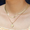 Wholesale Stainless Steel And Titanium Steel Double Layer Stacked Clavicle Chain Snake Bone Chain With Geometric Pattern 18K Gold Plated Electroplating For Women