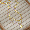 Wholesale Stainless Steel And Titanium Steel Double Layer Stacked Clavicle Chain Snake Bone Chain With Geometric Pattern 18K Gold Plated Electroplating For Women