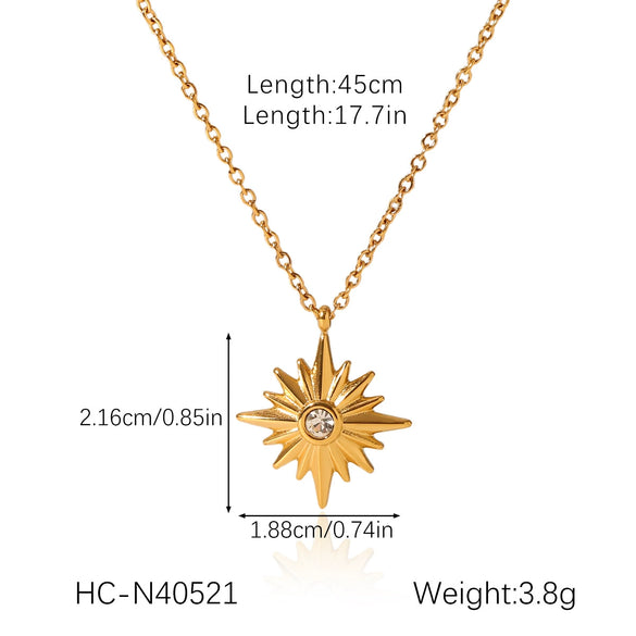 Wholesale Stainless Steel And Titanium Steel Doublelayer Stacked Blade Chain Necklace With Embossed Eightpointed Star Geometric Pendant Electroplated Women's Ins Style