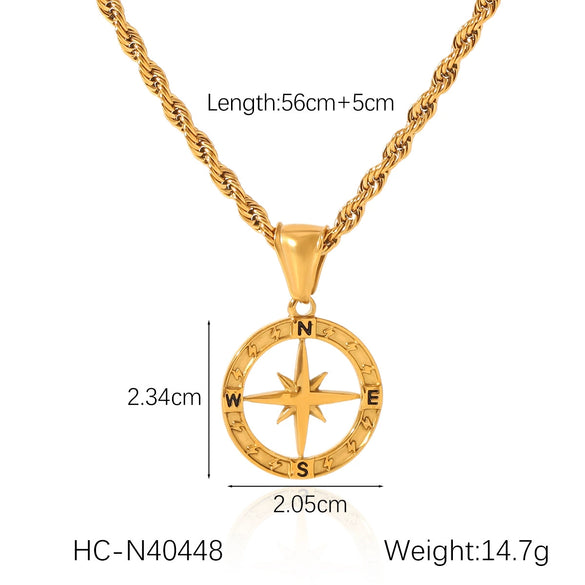 Wholesale Stainless Steel And Titanium Steel Doublelayer Stacked Blade Chain Necklace With Embossed Eightpointed Star Geometric Pendant Electroplated Women's Ins Style