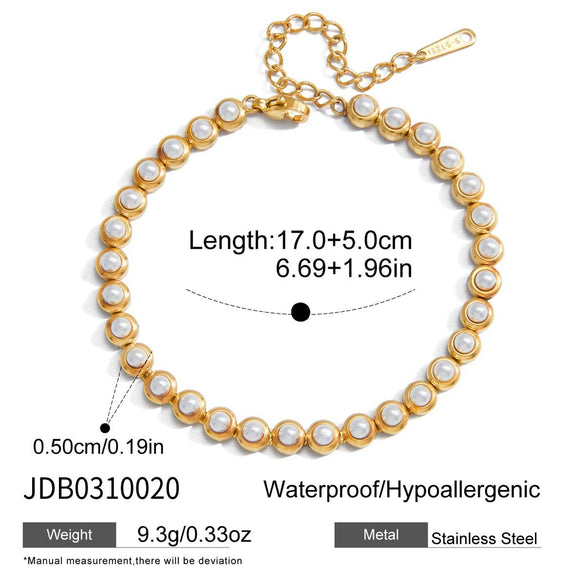 Wholesale Stainless Steel And Titanium Steel Electroplated Geometric Pearl Jewelry Set For Women Necklaces And Bracelets