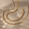 Wholesale Stainless Steel And Titanium Steel Electroplated Geometric Pearl Jewelry Set For Women Necklaces And Bracelets
