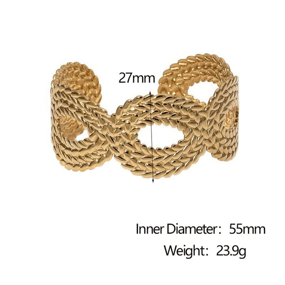Wholesale Stainless Steel And Titanium Steel Electroplated Open Bracelet For Women With Hollow Light Luxury And Highend Niche Design