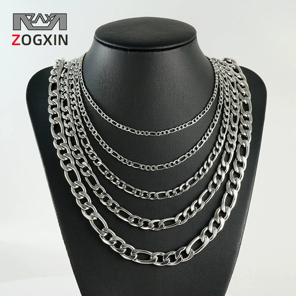 Wholesale 316L Stainless Steel And 316L Stainless Steel Figaro Nk Chain Necklace With Geometric Style For Men