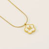 Wholesale Stainless Steel And Titanium Steel Five Leaf Clover And Letter Pendant Necklace With Electroplating Fashion Style