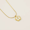 Wholesale Stainless Steel And Titanium Steel Five Leaf Clover And Letter Pendant Necklace With Electroplating Fashion Style
