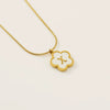 Wholesale Stainless Steel And Titanium Steel Five Leaf Clover And Letter Pendant Necklace With Electroplating Fashion Style