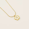Wholesale Stainless Steel And Titanium Steel Five Leaf Clover And Letter Pendant Necklace With Electroplating Fashion Style
