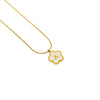 Wholesale Stainless Steel And Titanium Steel Five Leaf Clover And Letter Pendant Necklace With Electroplating Fashion Style