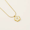 Wholesale Stainless Steel And Titanium Steel Five Leaf Clover And Letter Pendant Necklace With Electroplating Fashion Style