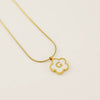Wholesale Stainless Steel And Titanium Steel Five Leaf Clover And Letter Pendant Necklace With Electroplating Fashion Style