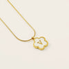Wholesale Stainless Steel And Titanium Steel Five Leaf Clover And Letter Pendant Necklace With Electroplating Fashion Style