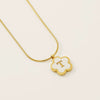Wholesale Stainless Steel And Titanium Steel Five Leaf Clover And Letter Pendant Necklace With Electroplating Fashion Style