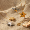 Wholesale Stainless Steel And Titanium Steel Fivepointed Star Pendant Necklace With O Word Chain And Electroplating