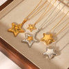 Wholesale Stainless Steel And Titanium Steel Fivepointed Star Pendant Necklace With O Word Chain And Electroplating