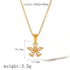 Wholesale Stainless Steel And Titanium Steel Flower Pendant Necklace With Electroplating And Diamondembedded Design