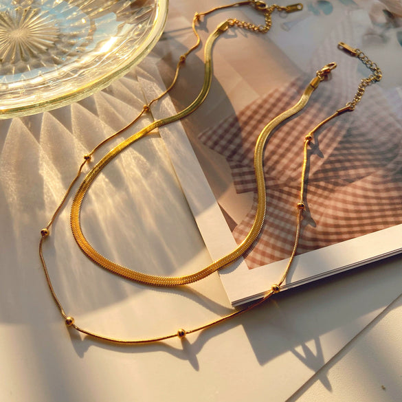 Wholesale Stainless Steel And Titanium Steel Geometric Collar Necklace With Electroplating For Women