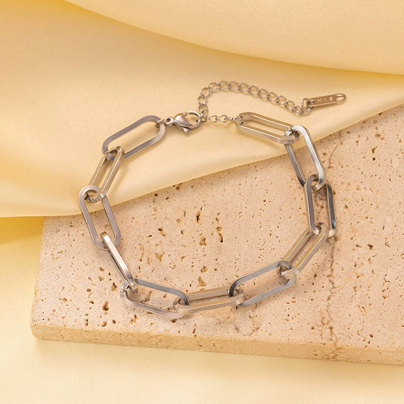 Wholesale Stainless Steel And Titanium Steel Geometric Cross Chain Hiphop Jewelry Necklace And Bracelet For Women