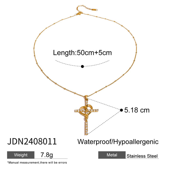 Wholesale Stainless Steel And Titanium Steel Geometric Cross Clavicle Necklace For Women With Electroplating
