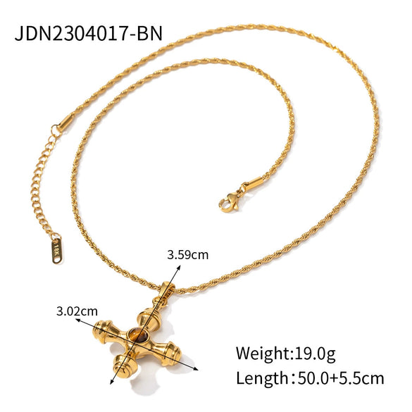 Wholesale Stainless Steel And Titanium Steel Geometric Cross Retro Court Style Women's Necklace With Electroplating