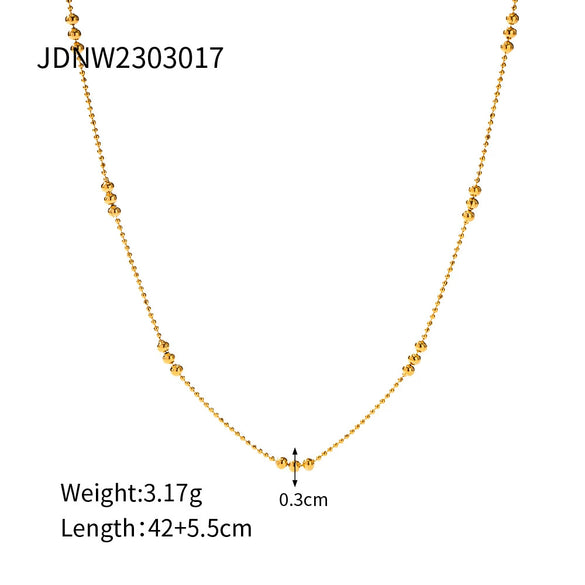 Wholesale Stainless Steel And Titanium Steel Geometric Design Electroplated Natural Stone Bead String Necklace For Women