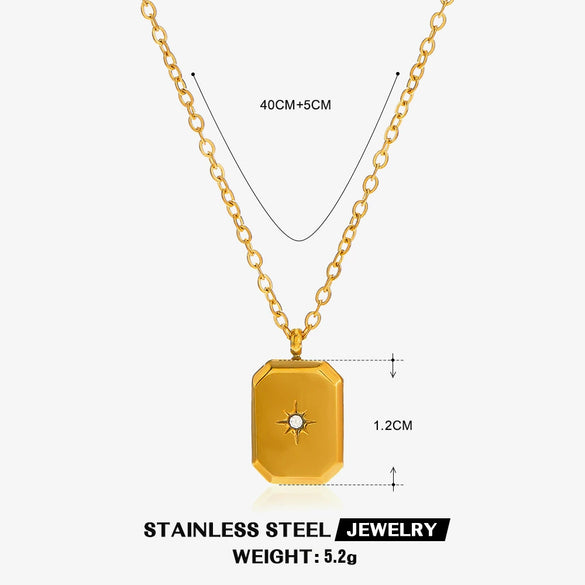 Wholesale Stainless Steel And Titanium Steel Geometric Eightpointed Star Necklace For Women With Electroplating Treatment And Cross Chain