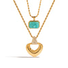 Wholesale Stainless Steel And Titanium Steel Geometric Heart Hollow Pendant Regular Chain Necklace With Electroplating For Women