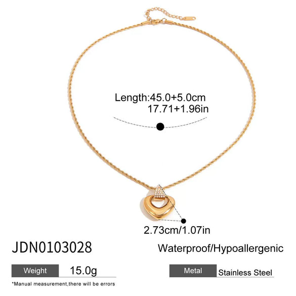 Wholesale Stainless Steel And Titanium Steel Geometric Heart Hollow Pendant Regular Chain Necklace With Electroplating For Women