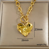 Wholesale Stainless Steel And Titanium Steel Geometric Heart Pendant Necklace With Rectangular Chain 18K Gold Plated Hiphop Allmatch Women's Accessories