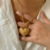 Wholesale Stainless Steel And Titanium Steel Geometric Heartshaped Pendant Necklace 18K Goldplated Hiphop Internet Celebrity Style