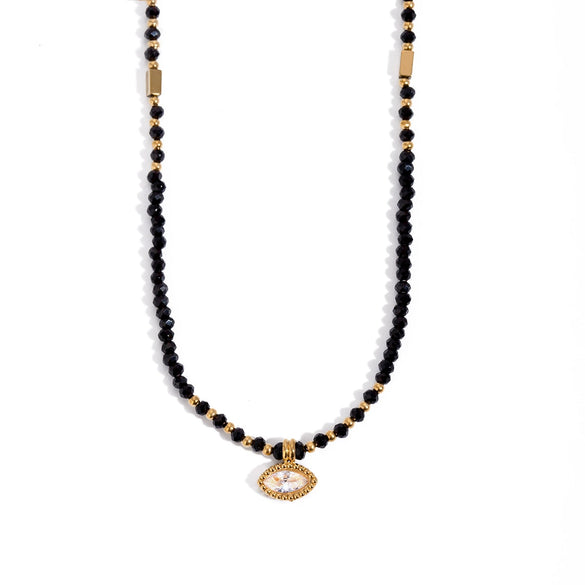 Wholesale Stainless Steel And Titanium Steel Geometric Hollow Bead Pendant Necklace For Women With Electroplating Design