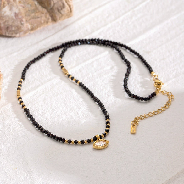 Wholesale Stainless Steel And Titanium Steel Geometric Hollow Bead Pendant Necklace For Women With Electroplating Design