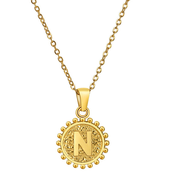 Wholesale 316L Stainless Steel And 316L Stainless Steel Geometric Letter Pendant Necklace For Unisex With Electroplating Treatment
