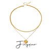 Wholesale Stainless Steel And Titanium Steel Geometric Love Pendant Double Layer Necklace For Women With Electroplating