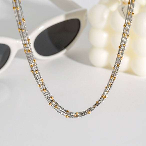 Wholesale Stainless Steel And Titanium Steel Geometric Multi Layer Necklace For Women