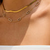 Wholesale Stainless Steel And Titanium Steel Geometric Oval Pendant Necklace With White Diamond Electroplated For Women