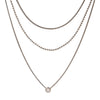 Wholesale Stainless Steel And Titanium Steel Geometric Pattern Three Layer Necklace With Round White Diamond Pendant For Women