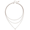 Wholesale Stainless Steel And Titanium Steel Geometric Pattern Three Layer Necklace With Round White Diamond Pendant For Women
