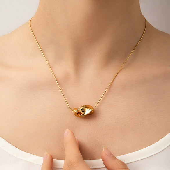 Wholesale Stainless Steel And Titanium Steel Geometric Pendant Necklace With Snake Bone Chain For Women And Men Electroplated Design