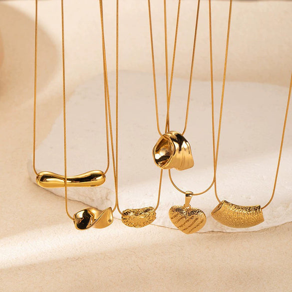 Wholesale Stainless Steel And Titanium Steel Geometric Pendant Necklace With Snake Bone Chain For Women And Men Electroplated Design
