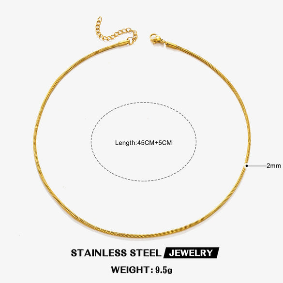 Wholesale Stainless Steel And Titanium Steel Geometric Round Bone Chain Necklace With Electroplating For Women
