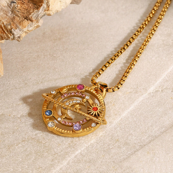 Wholesale Stainless Steel And Titanium Steel Geometric Star Pendant Necklace For Women With Electroplating