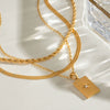 Wholesale Stainless Steel And Titanium Steel Geometric Star Square Pendant Multilayer Stacked Women's Necklace With Electroplating