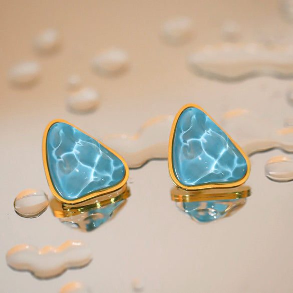 Wholesale Stainless Steel And Titanium Steel Geometric Triangle Inlaid Electroplated Women's Earrings And Ring Jewelry