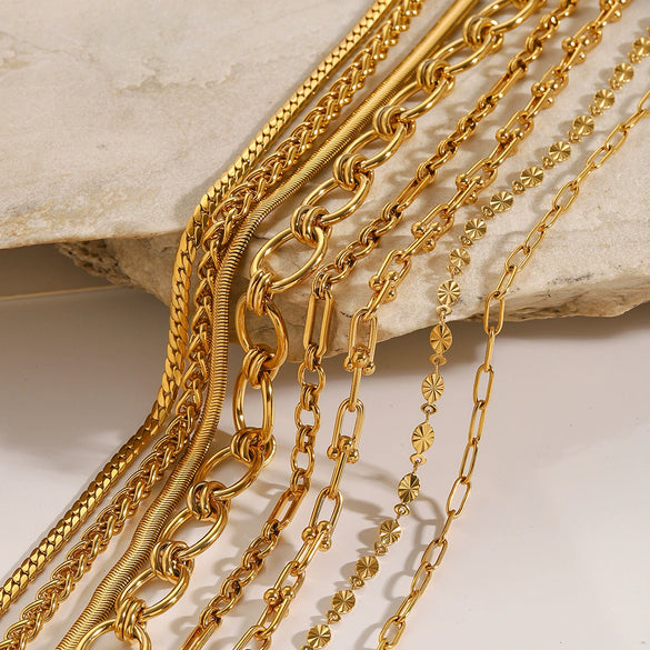 Wholesale Stainless Steel And Titanium Steel Gold Necklace With Geometric Style Cuban Clavicle Chain Electroplated