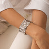 Wholesale Stainless Steel And Titanium Steel Hammer Pattern Wide Surface Exaggerated Personality Bracelet Jewelry With Electroplating