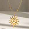 Wholesale Stainless Steel And Titanium Steel Hammer Spiral Sun Pendant Necklace With Geometric Pattern And Electroplating For Women