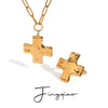 Wholesale Stainless Steel And Titanium Steel Hammered Cross Pendant Necklace And Ring With Light Luxury Design And Electroplating Treatment For Women