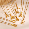Wholesale Stainless Steel And Titanium Steel Ins Style Letter Pendant Necklace With Electroplating And Cross Chain For Women