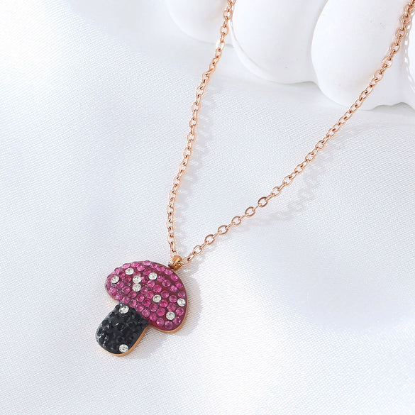 Wholesale Stainless Steel And Titanium Steel Insect And Mushroom Pendant Necklace For Women With Electroplating Light Luxury Style